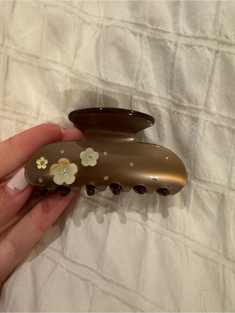 Emi Jay Brown Floral Rhinestone Hair Claw. Never worn before!